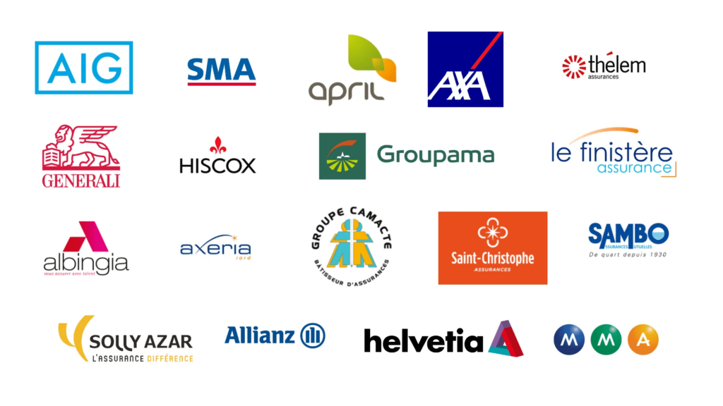 Compagnies d'assurance partenaires de Mr Ducros : Allianz, AXA, MAAF, MAIF, MACIF, Groupama, GMF, Generali, Crédit Agricole, SwissLife, MMA, Matmut, GAN et autres